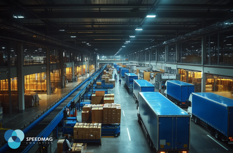 Nowoczesne centrum logistyczne obsługujące zamówienia e-commerce we Wrocławiu.