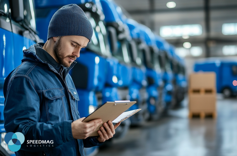 Nowoczesna ciężarówka na trasie, symbolizująca usługi spedycyjne we Wrocławiu.